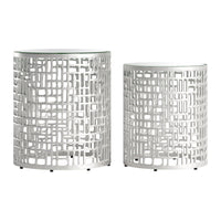 Zuo - Reden Table d’appoint - Argent - Ensemble de 2-Dessus rond en verre miroir au style élégant et contemporain