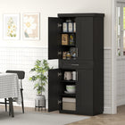 HOMCOM - Armoire de cuisine moderne avec étagères - noir-3 étagères réglables pour répondre à vos besoins de rangement 