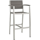 Modway - Shore Terrasse extérieure Aluminium Tabouret de bar - Gris argenté - Ensemble de 2-Cadre en aluminium anodisé