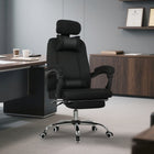 Vinsetto - Chaise d’ordinateur pivotante avec repose-pieds - noir-Hauteur d’assise réglable avec vérin à gaz pour convenir à toutes les morphologies