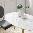 Modway - Lippa Ovale de 48 po Faux marbre Table à manger, Or Blanc-Sièges 4
