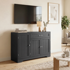 HOMCOM - Buffet moderne 44 po avec tiroir et étagères latérales de rangement - noir-Les charnières à fermeture douce évitent le bruit et protègent les doigts des pincements 