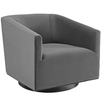 Modway - Twist Salon Accent Performance Velvet Chaise pivotante - Gris-Fauteuil pivotant moderne pour salon d’accent