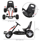Aosom - Voiture de course pour enfants à pédales go-kart - blanc-Kart à pédales, facile à utiliser en pédalant pour avancer et reculer, avec le volant pour contrôler la direction du kart 