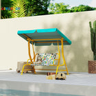 Qaba - Banc-balançoire hamac de patio pour enfants 2 places avec ceintures de sécurité, auvent réglable - jungle animal - vert-Le design d’animaux de la jungle stimule chaque jour l’imagination de votre enfant 