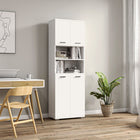 Kleankin - Armoire de rangement haute pour salle de bain avec portes et placards - blanc-La surface est revêtue de mélamine, lisse et facile à nettoyer 