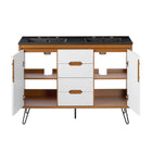 Modway - Energize Double évier 48" Vanette de salle de bain - Noir blanc cerise-Matchs non inclus