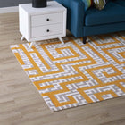 Modway - Nahia Labyrinthe géométrique Tapis de 5 pi l x 8 pi L - Ivoire gris clair et jaune banane-Protéger les planchers de la circulation ou des meubles