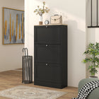 HOMCOM - Armoire à chaussures moderne avec 3 tiroirs rabattables pour 12-18 paires - noir-Le design compact s’adapte aux petits espaces 