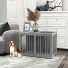 PawHut meuble cage pour chien 31,5 po avec double porte, pour chiens de taille moyenne - gris-Deux portes verrouillables pour garder vos chiens en sécurité à l'intérieur 