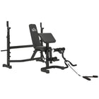 Soozier - Support de banc de musculation avec rack à squat-Comprend un support de curl pupitre, une extension des jambes, un banc de développé couché, une machine à écarté couché