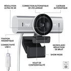 Logitech - MX Brio webcam 4K Ultra HD - 1080p à 60 IPS - Gris pâle-Zéro regard indiscret: pour protéger votre confidentialité entre les réunions, il vous suffit de faire pivoter le cache de la webcam intégré pour bloquer complètement l'image de la caméra.