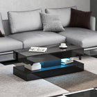 HOMCOM - Table basse à finition brillante avec éclairage LED réglable - noir brillant-Bande LED détachable pour plus de commodité