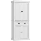 HOMCOM - Armoire de cuisine 71 po avec étagères à épices et éclairage LED - blanc-Lumière LED réglable avec capteur pour améliorer la visibilité et l'efficacité énergétique 