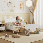 Qaba - Cadre de lit avec barrières latérales de sécurité pour filles et garçons, mobilier de chambre - blanc-Couleur : Blanc  
