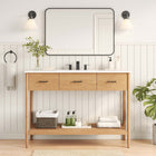 Modway - Zaire 48" Vanité de salle de bain à un seul lavabo - Blanc naturel-Tirs de poignée en métal