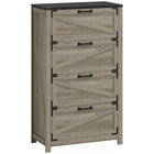 HOMCOM - Classeur 2 tiroirs, support d’imprimante pour bureau à domicile - gris vieilli-Les portes de style grange ajoutent une touche champêtre à tout bureau à domicile 
