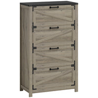 HOMCOM - Classeur 2 tiroirs, support d’imprimante pour bureau à domicile - gris vieilli-Les portes de style grange ajoutent une touche champêtre à tout bureau à domicile 