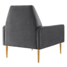 Modway - Liliana Performance Velvet Fauteuil - Charbon de bois-Glissements au pied sans marquer