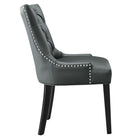 Modway - Regent Touffe Cuir végane Chaise à manger - Gris-Pieds en bois massif