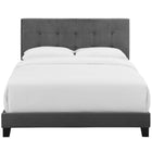 Modway - Amira Performance Velvet Lit plein, Gris-Sommier requis (non inclus)