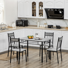 HOMCOM - Ensemble de salle à manger 5 pièces effet marbre avec chaises rembourrées - gris-Ensemble de 5 pièces composé d’une table et de quatre chaises