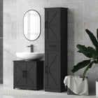 HOMCOM - Armoire de rangement de salle de bain étroite 67 po, noire-Deux étagères réglables répondent à des besoins de rangement variés 