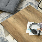 HOMCOM - Table basse style ferme avec tiroir et étagère de rangement pour salon - blanc-Couleur : effet bois brun, blanc