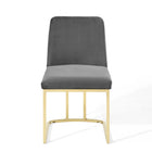 Modway - Amplify Base de traîneau Performance Velvet Fauteuil d’appoint de salle à manger - Gris or-8