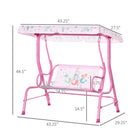 Outsunny - chaise balançoire pour enfants 2 places d’extérieur avec auvent réglable - rose-Le toit supérieur réglable en angle protège vos enfants des coups de soleil 