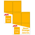 JAM Paper - Étiquettes postales, 4 x 5 po, orange fluo, 2 paquets de 120 (354329159G)-Étiquettes orange fluo
