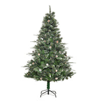 HOMCOM - Arbre de Pin Enneigé Artificiel 6 Pieds Décoration Noël avec Pommes de Pin-Sapin de Noël artificiel de 6 pieds de haut dans un style d'arbre réaliste 