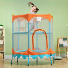 Qaba - Trampoline pour tout-petits 4,6 pi intérieur extérieur - bleu-Des patins en caoutchouc absorbant les chocs sur les pieds assurent une installation stable 