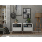 Manhattan Comfort - Rockefeller Table de Nuit 1 Tiroir Style Mid-Century Modern 51 cm - Blanc - Lot de 2-Choisissez le design de votre poignée lorsque le produit est chez vous Option pour une poignée découpée ou un look affleurant