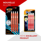 BIC - Stylos Gelocity à encre gel à pointe rétractable - 0,7 mm - rouge - paquet de 4-Encre gel sécuritaire