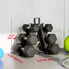 Soozier - Ensemble D’Haltères 60 Lb Avec Support - Haltères Hexagonaux Enrobés De Caoutchouc-Le revêtement en caoutchouc empêche la rouille et protège le sol  