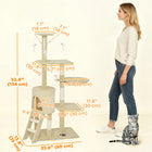 PawHut - arbre à chat 53 po avec condo - grand centre d’activités pour chaton-Les poteaux à griffer en sisal favorisent l'instinct naturel de griffade de votre chat 