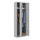 Ceha - Série RH, batterie de 2, casier 1 niveau avec aérations à persiennes, poignée encastrée - gris clair-Porte-étiquette pratique sur la porte