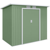 Outsunny - Abri de jardin adossé 7 pi x 4 pi avec kit de fondation - vert-La structure en acier rend cette pièce robuste, adaptée à une utilisation en extérieur toute l'année
