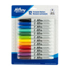 Hilroy - Marqueurs permanents, marqueur permanent, faible odeur, pointe fine, couleurs assorties, Lot de 12-Noir