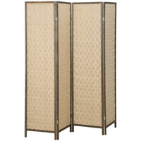HOMCOM - Paravent autoportant tressé à la main 4 panneaux pour chambre - brun-Offre de l’intimité tout en laissant passer la lumière et l’air grâce à son tissage unique.
