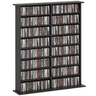 HOMCOM - Étagère CD à 8 niveaux avec 16 compartiments - noir-Comprend des étagères réglables pour jusqu'à 396 DVD ou Blu-ray 