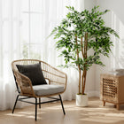 HOMCOM - Arbre banyan artificiel 5 pi pour décoration intérieure - vert - lot de 2-Couleur : Vert, Blanc 