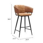 Zuo - Juno Tabouret de bar - Brun - Ensemble de 2-6