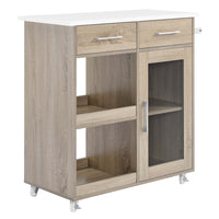 Modway - Culinary Chariot de cuisine avec barre à serviettes, Chêne Blanc-Chariot de cuisine moderne