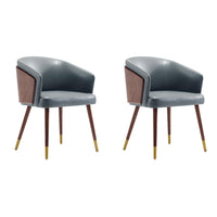 Manhattan Comfort - Lot de 2 chaises de salle à manger modernes Reeva 59 cm, revêtement similicuir, noyer et gris graphite-Chaise de salle à manger moderne pour salle à manger et usage de travail lot de 2