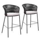 Zuo - Freycinet Tabouret de bar - Noir - Ensemble de 2-Finition conçue pour l’extérieur