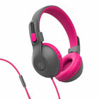 Jlab - Casque d’écoute filaire JBuddies Studio 2 - Gris/Rose-Microphone universel en ligne avec commandes de piste.