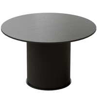 HOMCOM - Table à manger ronde 47 po avec base à piédestal cannelé pour 4-6 personnes - grain de bois noir-Comprend une base cylindrique cannelée unique, créant un point focal visuel moderne 