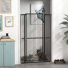 PawHut - Barrière pour Chat Extra Haute 59" L, Porte pour Animal 30"-41" - Noir-Comprend deux tiges de densification pour ajuster l’écartement